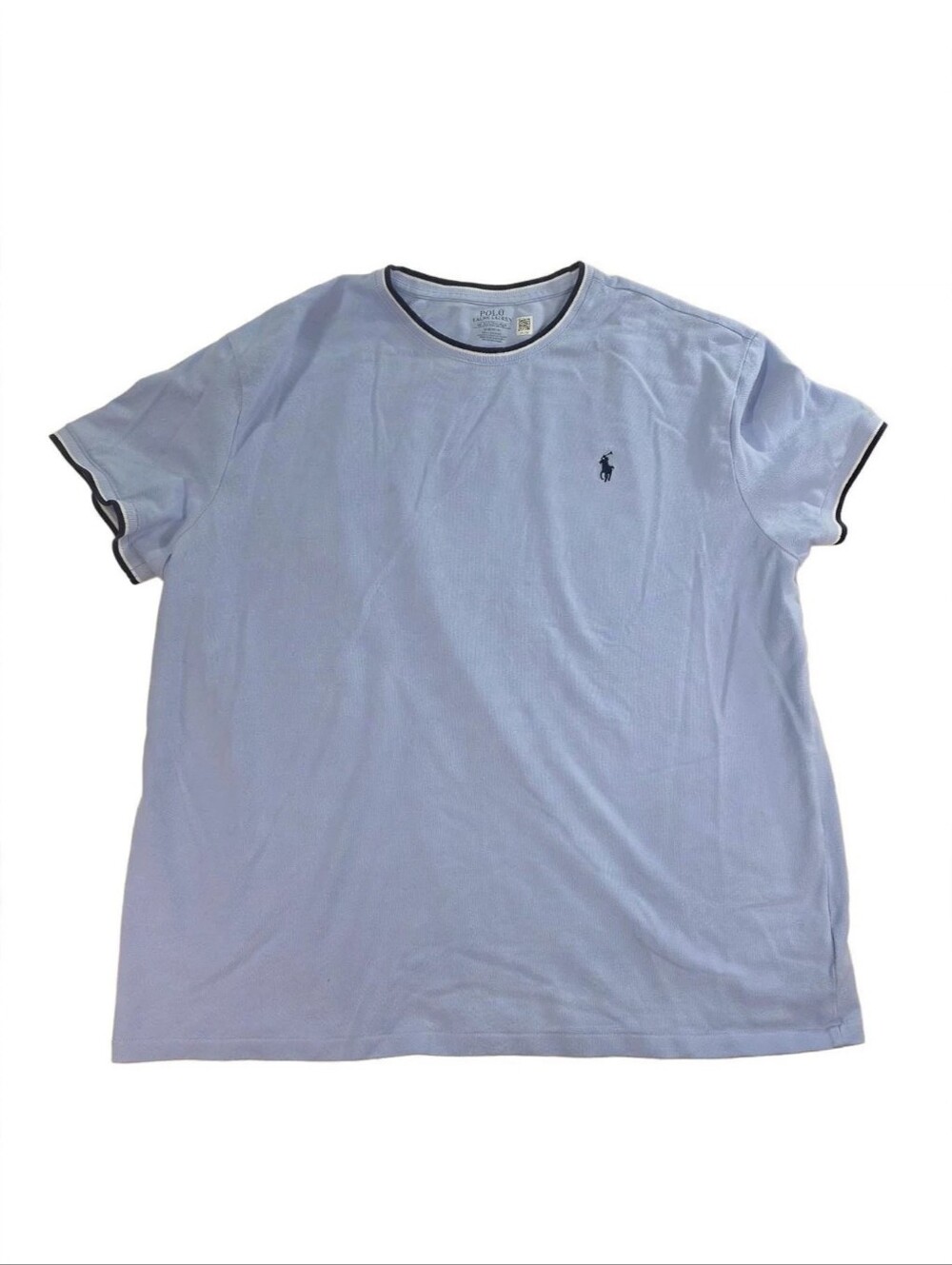 Polo Ralph Lauren XL Classic Fit Light Blue Ringer Tee Pony 95% Cotton